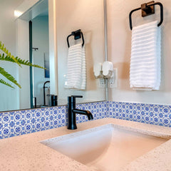 7" X 7" Blue Micro Peel And Stick Removable Tiles - Homeroots