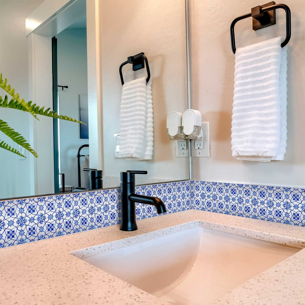 8" X 8" Blue Micro Peel And Stick Removable Tiles - Homeroots