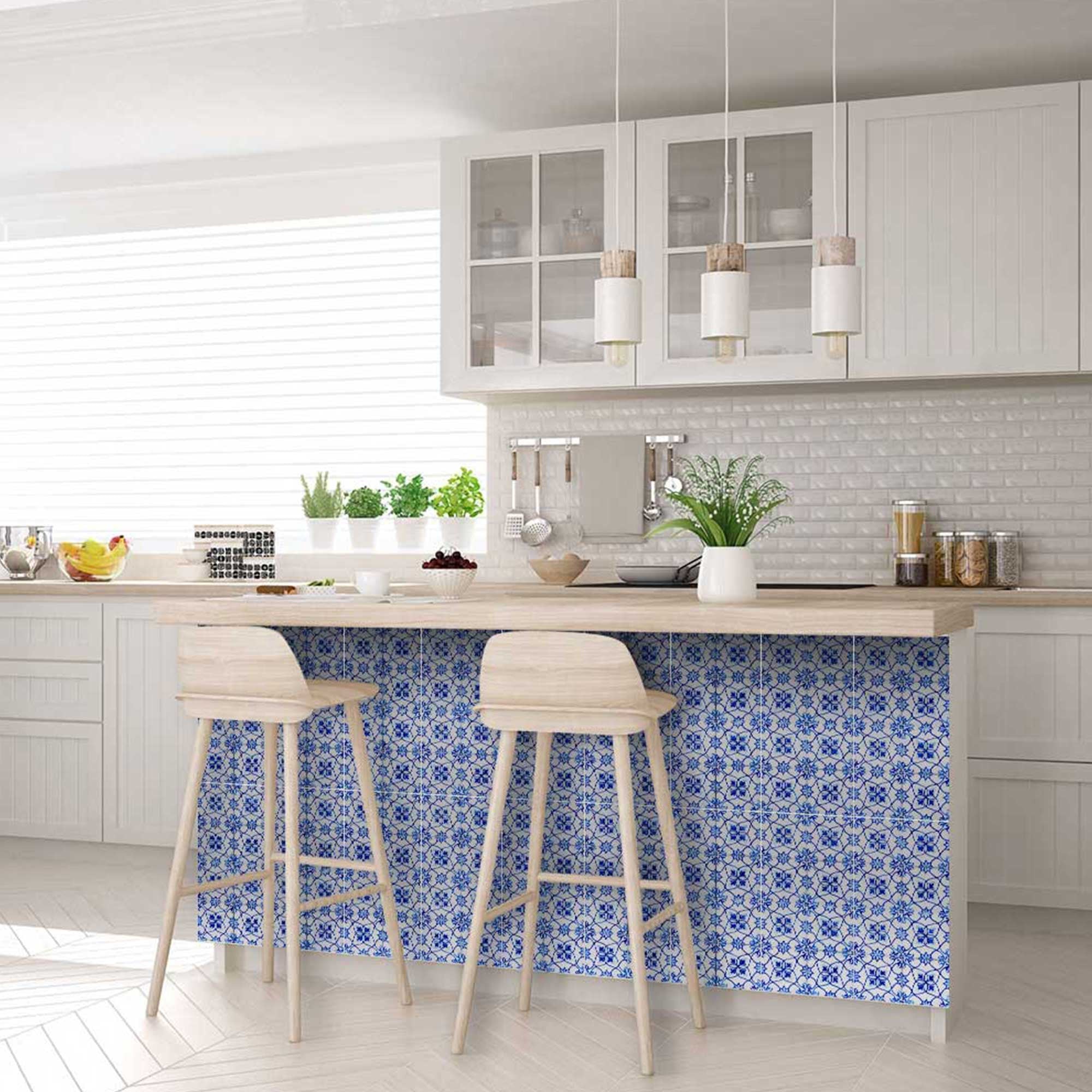 8" X 8" Blue Micro Peel And Stick Removable Tiles
