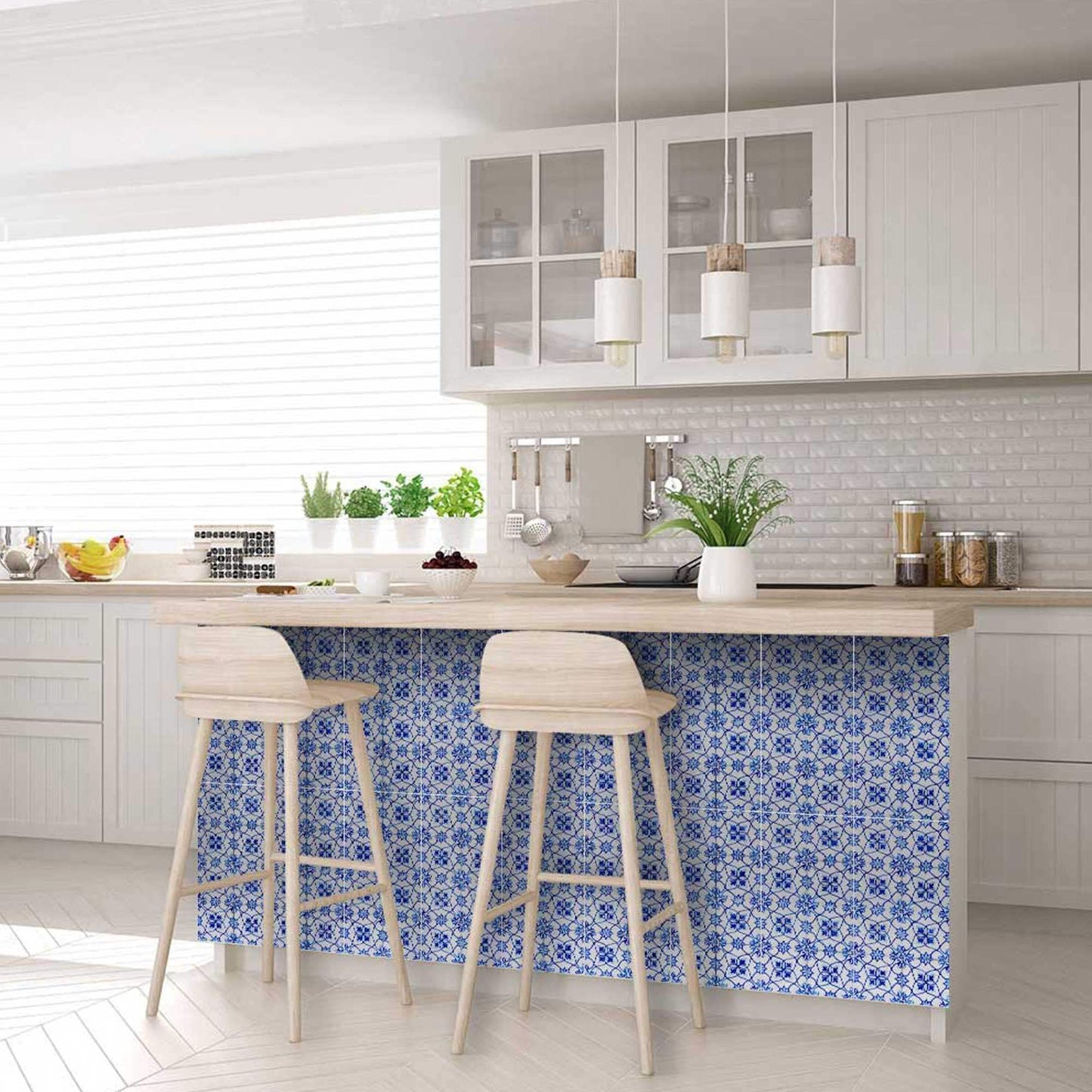 8" X 8" Blue Micro Peel And Stick Removable Tiles - Homeroots - Flyclothing LLC