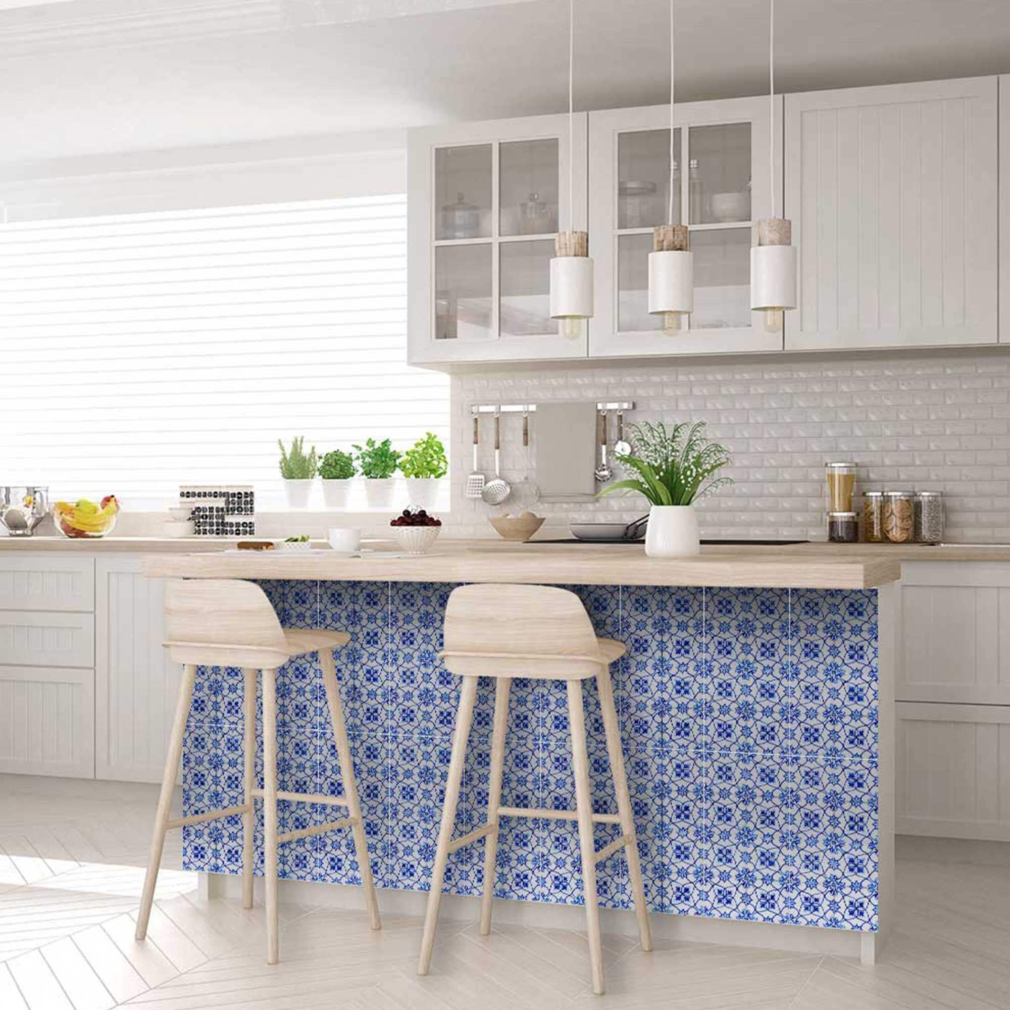 8" X 8" Blue Micro Peel And Stick Removable Tiles - Homeroots - Flyclothing LLC