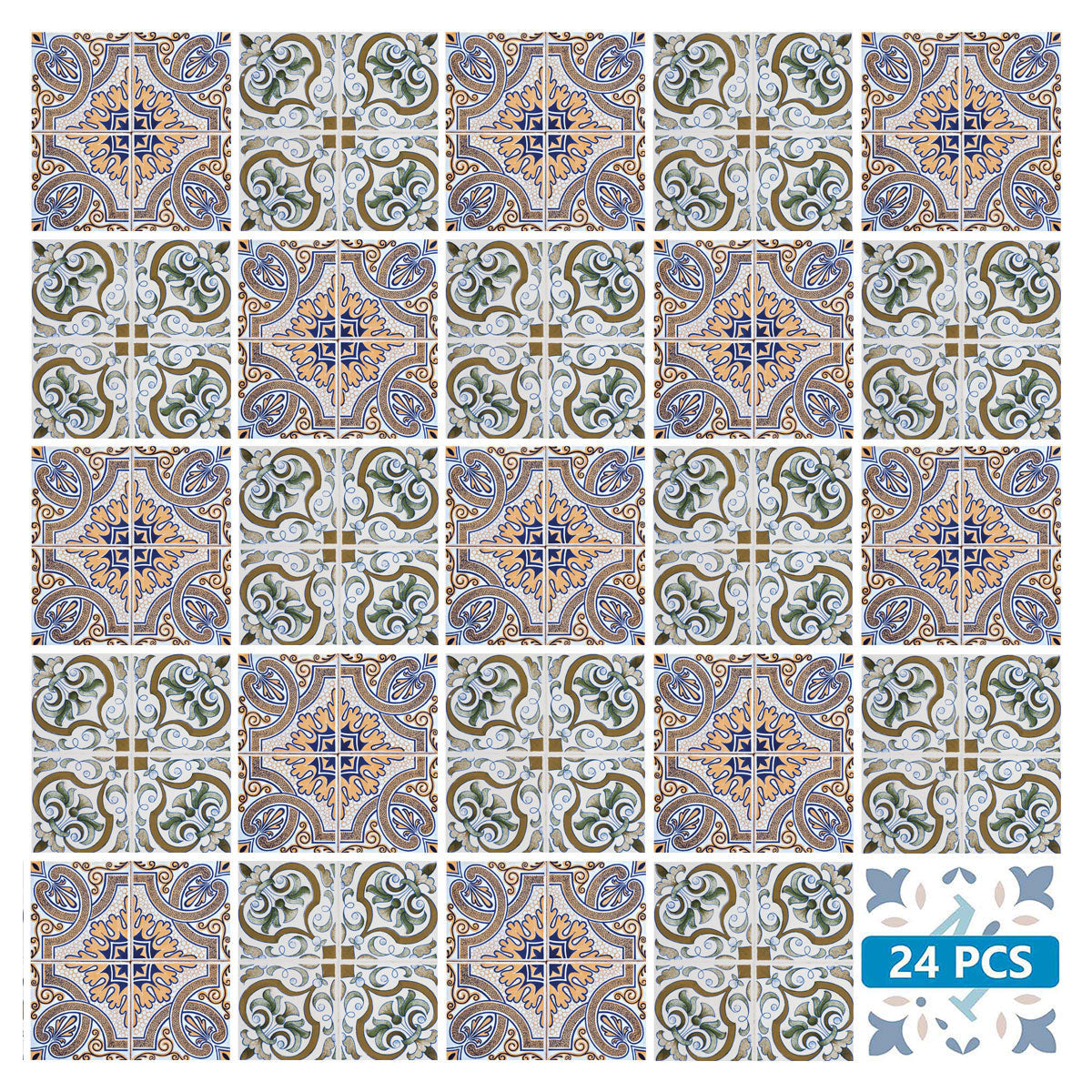 5" X 5" Blue Mia Peel And Stick Removable Tiles