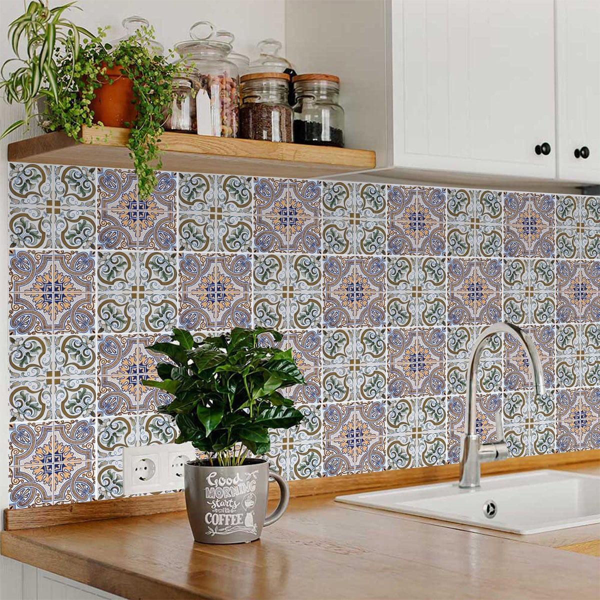 5" X 5" Blue Mia Peel And Stick Removable Tiles - Homeroots - Flyclothing LLC