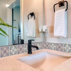 7" X 7" Blue Mia Peel And Stick Removable Tiles - Homeroots