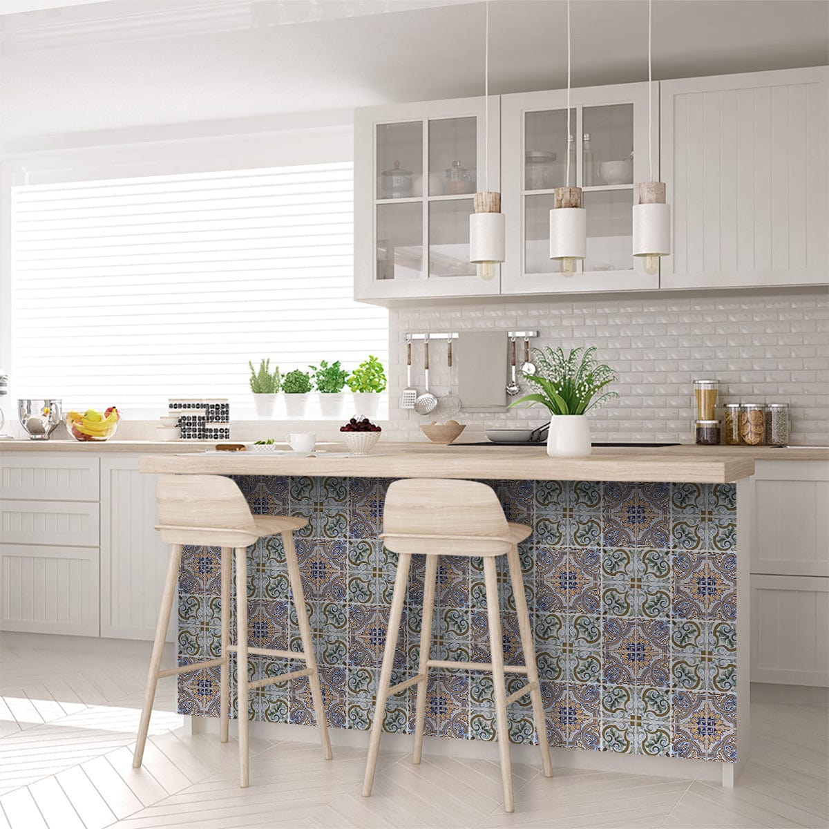 7" X 7" Blue Mia Peel And Stick Removable Tiles - Homeroots