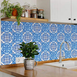5" X 5" Blue and White Medi Peel And Stick Tiles - Homeroots - Flyclothing LLC