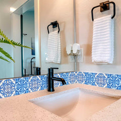 5" X 5" Blue and White Medi Peel And Stick Tiles