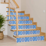 5" X 5" Blue and White Medi Peel And Stick Tiles - Homeroots - Flyclothing LLC