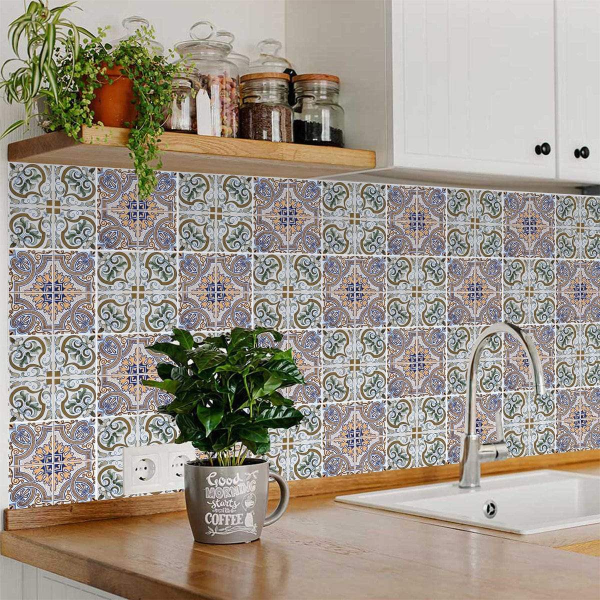 6" X 6" Muted Pastel Kyla Peel And Stick Tiles - Homeroots - Flyclothing LLC