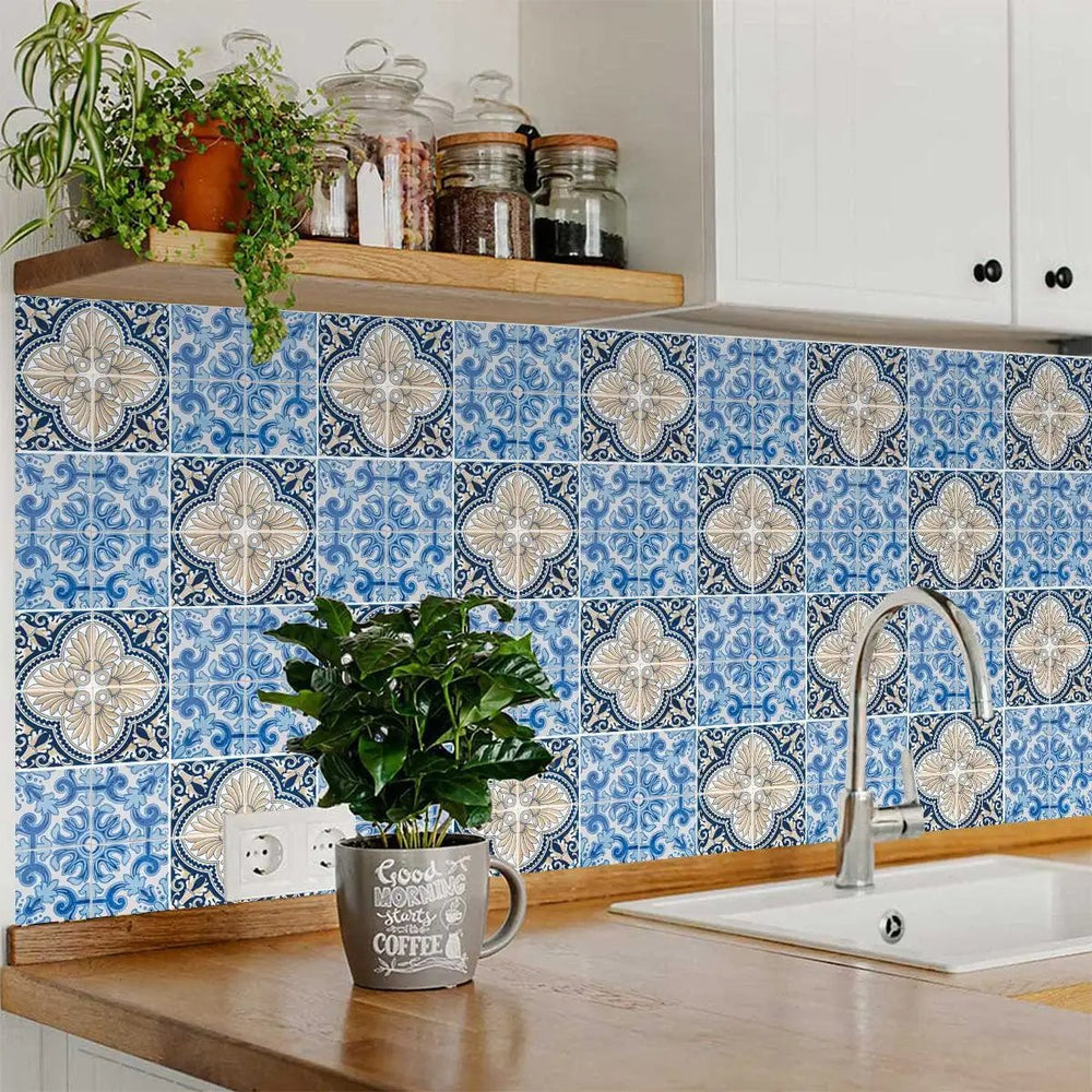 5" X 5" Blue Taupe Tobi Peel And Stick Tiles - Homeroots - Flyclothing LLC