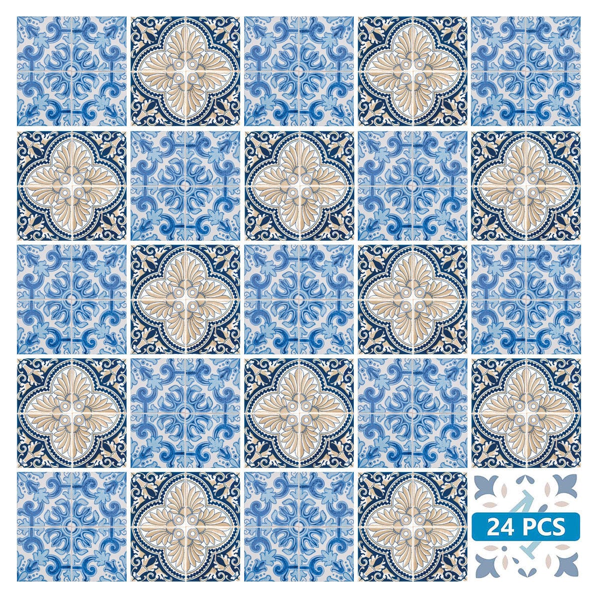 6" X 6" Blue Taupe Tobi Peel And Stick Tiles - Homeroots