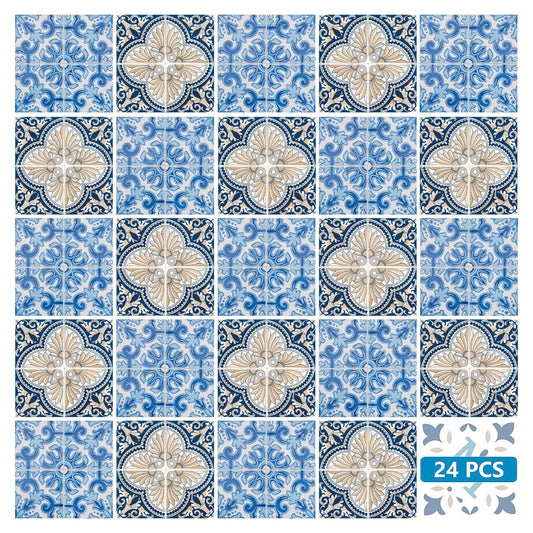 6" X 6" Blue Taupe Tobi Peel And Stick Tiles - Homeroots
