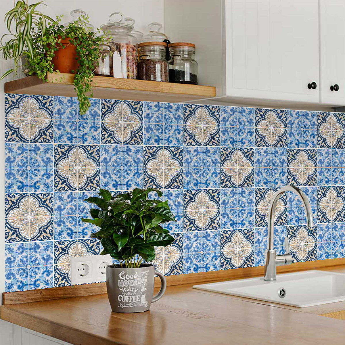 8" X 8" Blue Taupe Tobi Peel And Stick Tiles