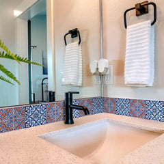 4" X 4" Prima Blue Peel And Stick Removable Tiles