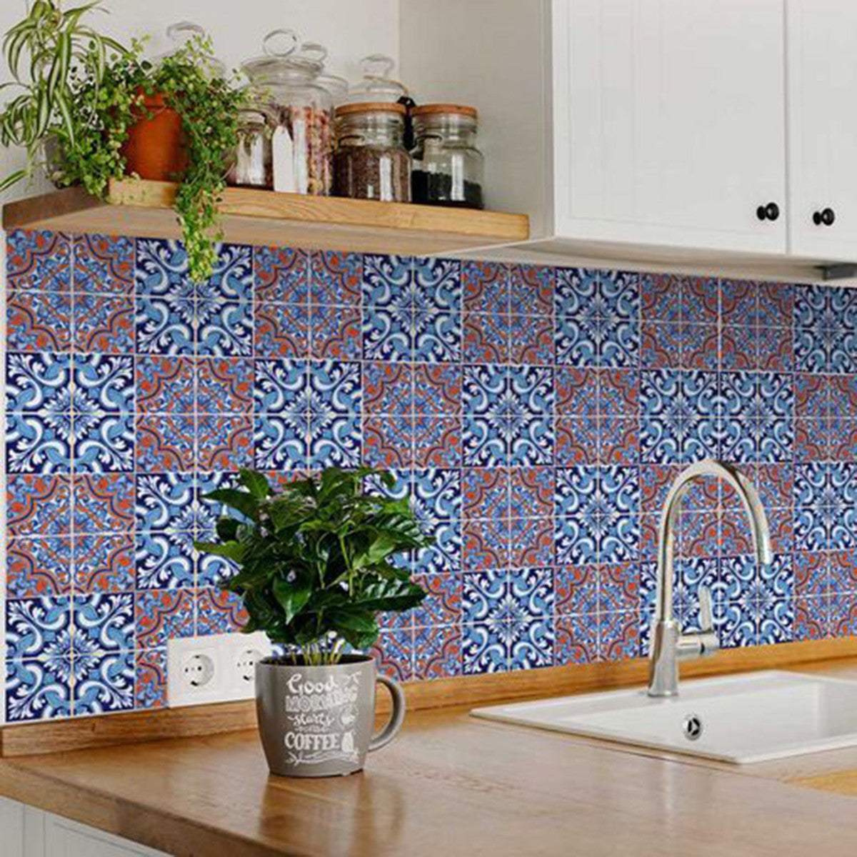 5" X 5" Prima Blue Peel And Stick Removable Tiles - Homeroots - Flyclothing LLC