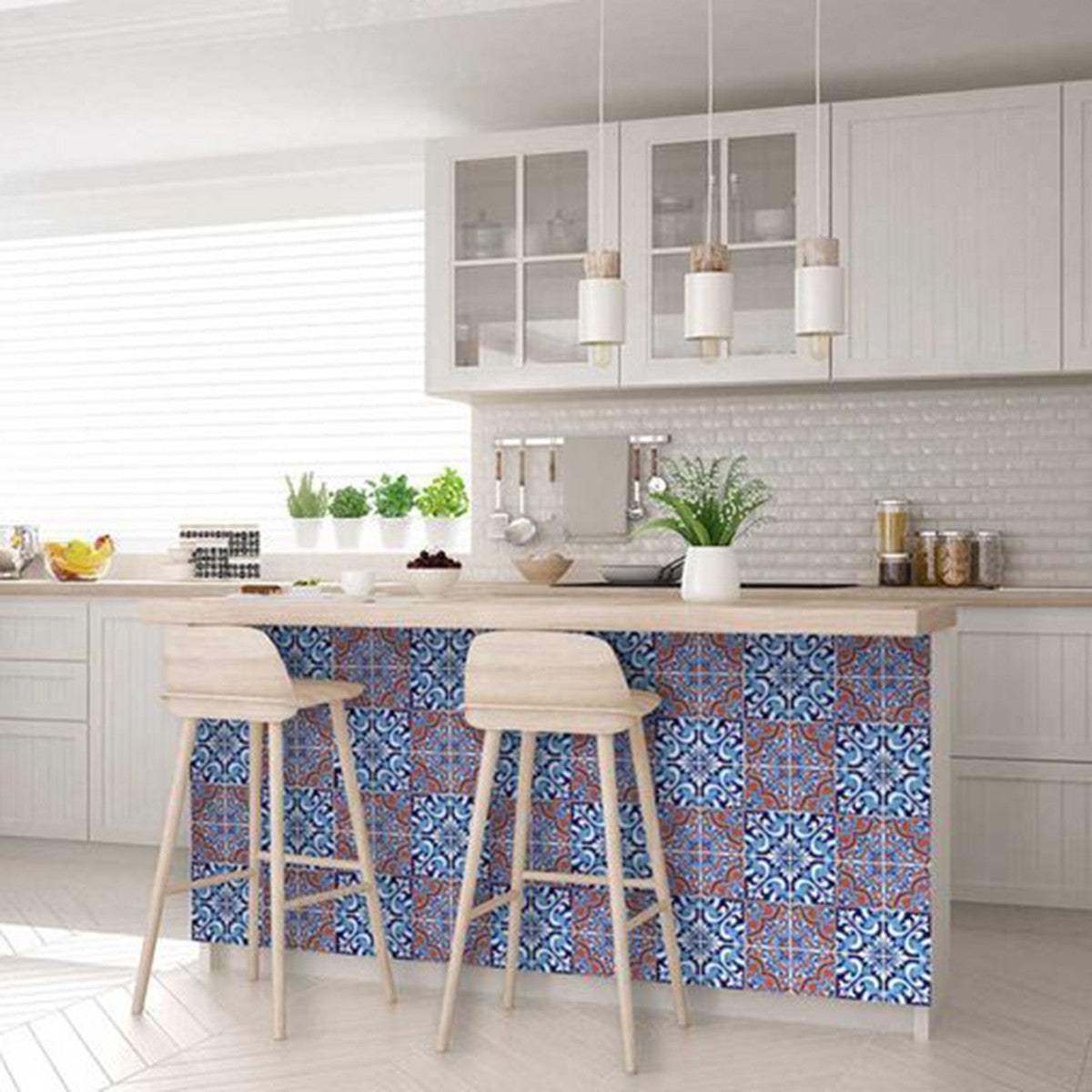 5" X 5" Prima Blue Peel And Stick Removable Tiles - Homeroots - Flyclothing LLC