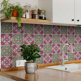 4" X 4" Vintage Cran and Green Peel and Stick Removable Tiles - Homeroots - Flyclothing LLC
