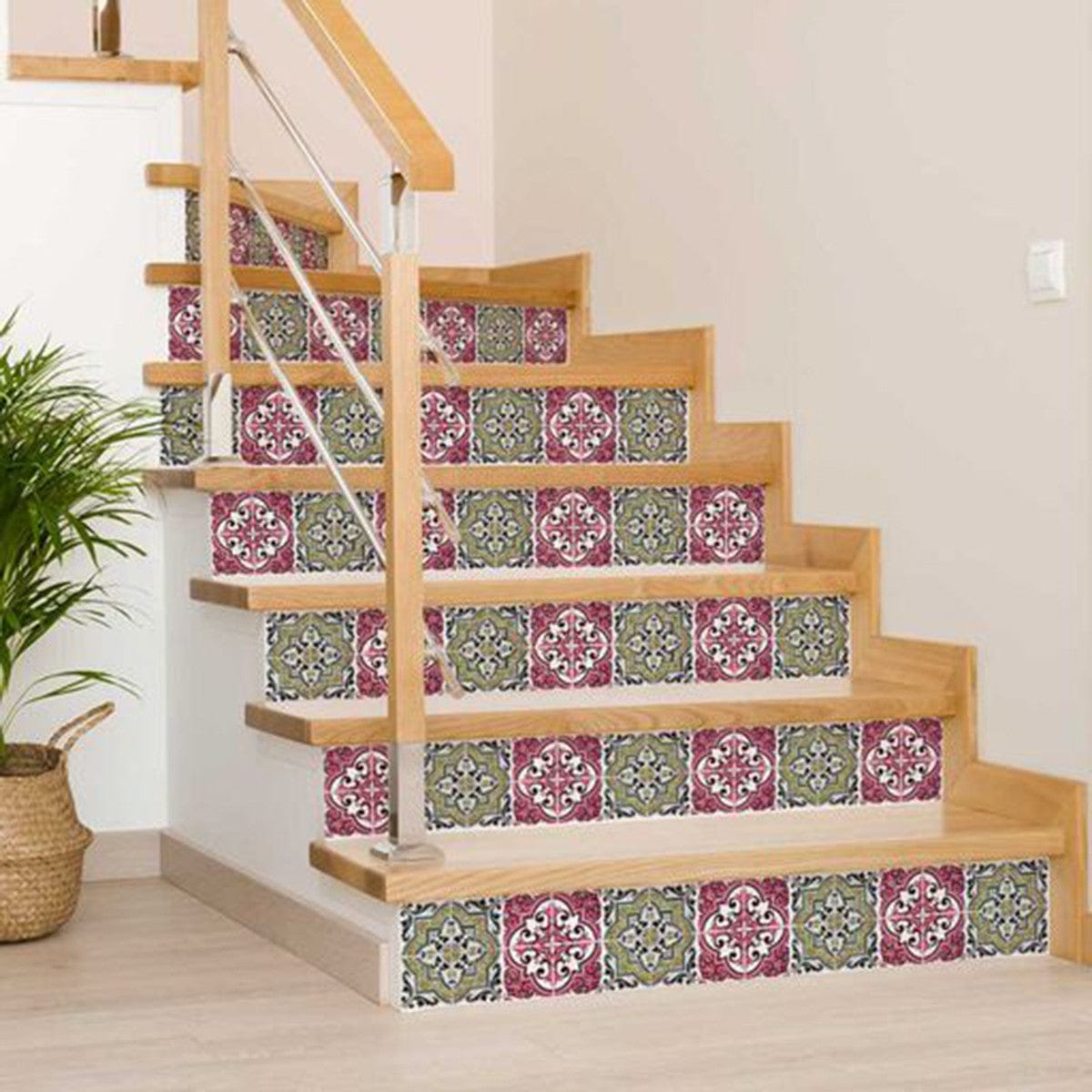 4" X 4" Vintage Cran and Green Peel and Stick Removable Tiles - Homeroots - Flyclothing LLC