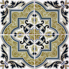 4" X 4" Vintage Cran and Green Peel and Stick Removable Tiles