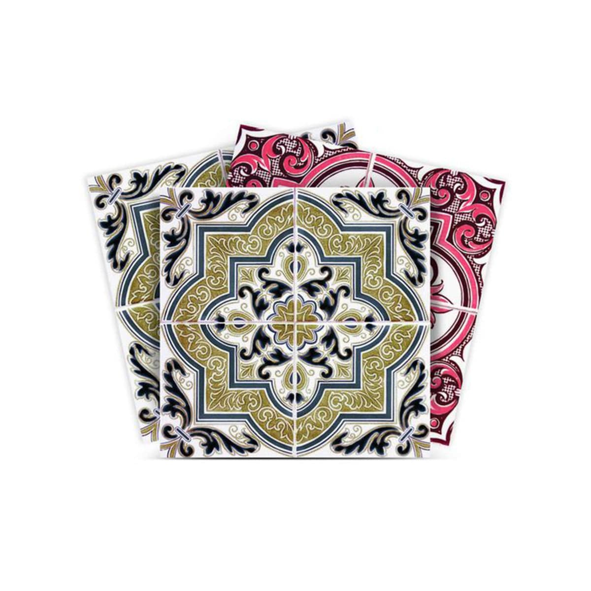 4" X 4" Vintage Cran and Green Peel and Stick Removable Tiles - Homeroots - Flyclothing LLC