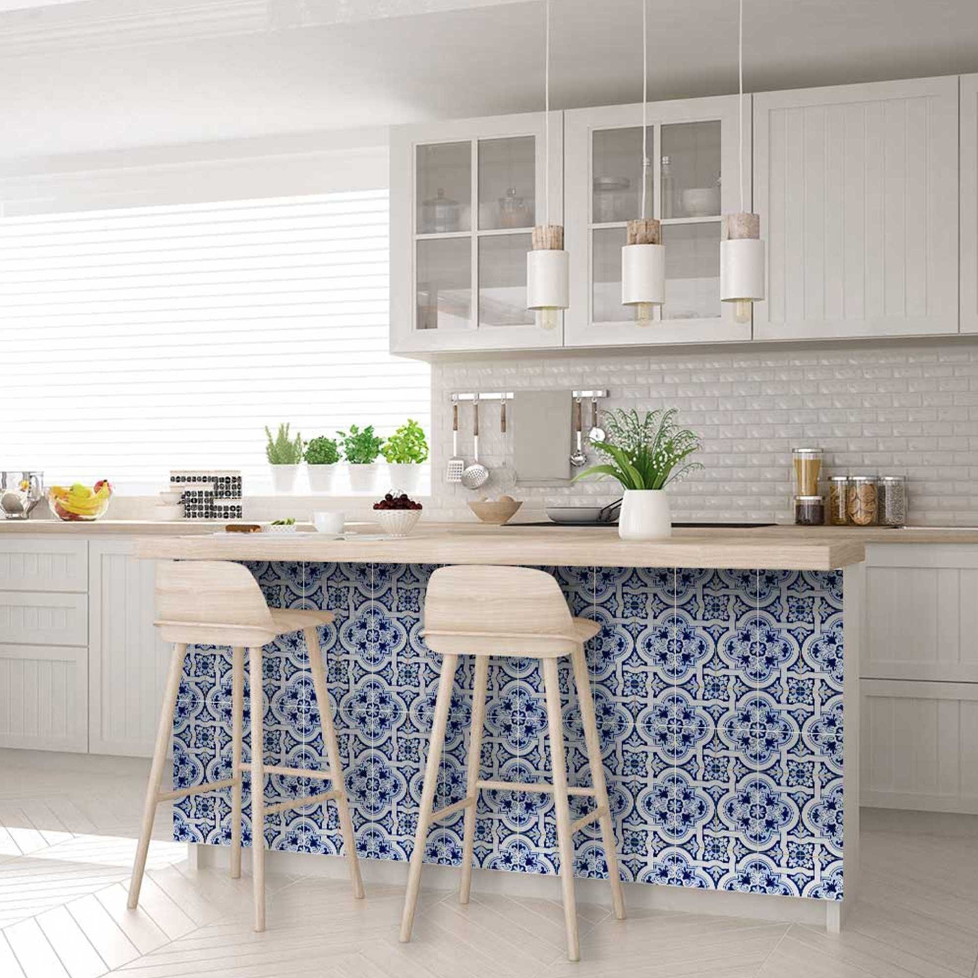 4" X 4" Blue Mia Gia Peel And Stick Removable Tiles - Homeroots - Flyclothing LLC