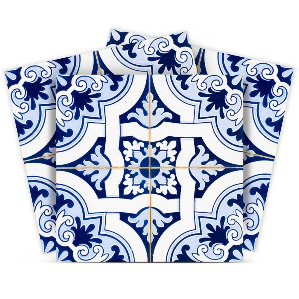 4" X 4" Blue Mia Gia Peel And Stick Removable Tiles - Homeroots - Flyclothing LLC