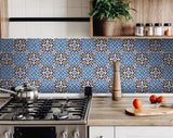 4" X 4" Blue White Golden Peel And Stick Tiles - Homeroots - Flyclothing LLC