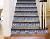 6" X 6" Blue White Golden Peel and Stick Tiles - Homeroots - Flyclothing LLC
