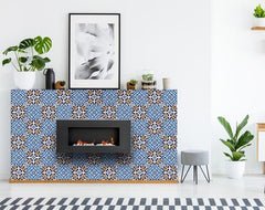6" X 6" Blue White Golden Peel and Stick Tiles - Homeroots