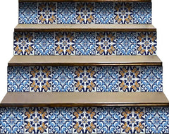 6" X 6" Blue White Golden Peel and Stick Tiles - Homeroots