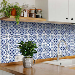 5" X 5" Blue Mia Gia Peel And Stick Removable Tiles