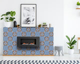 8" X 8" Blue White Golden Peel and Stick Tiles - Homeroots - Flyclothing LLC