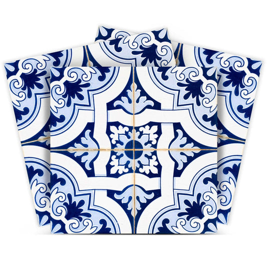 6" X 6" Blue Mia Gia Peel And Stick Removable Tiles - Homeroots