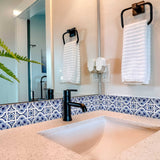 6" X 6" Blue Mia Gia Peel And Stick Removable Tiles - Homeroots