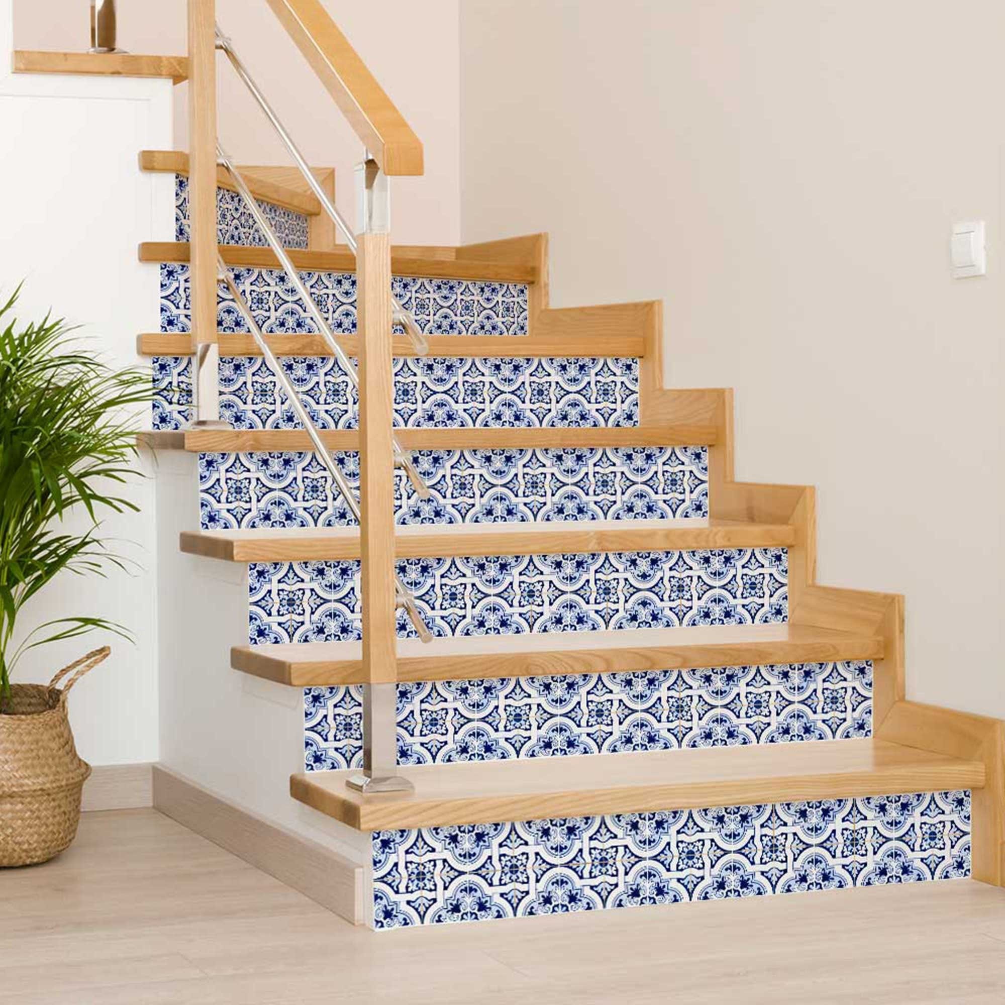 8" X 8" Blue Mia Gia Peel And Stick Removable Tiles - Homeroots - Flyclothing LLC