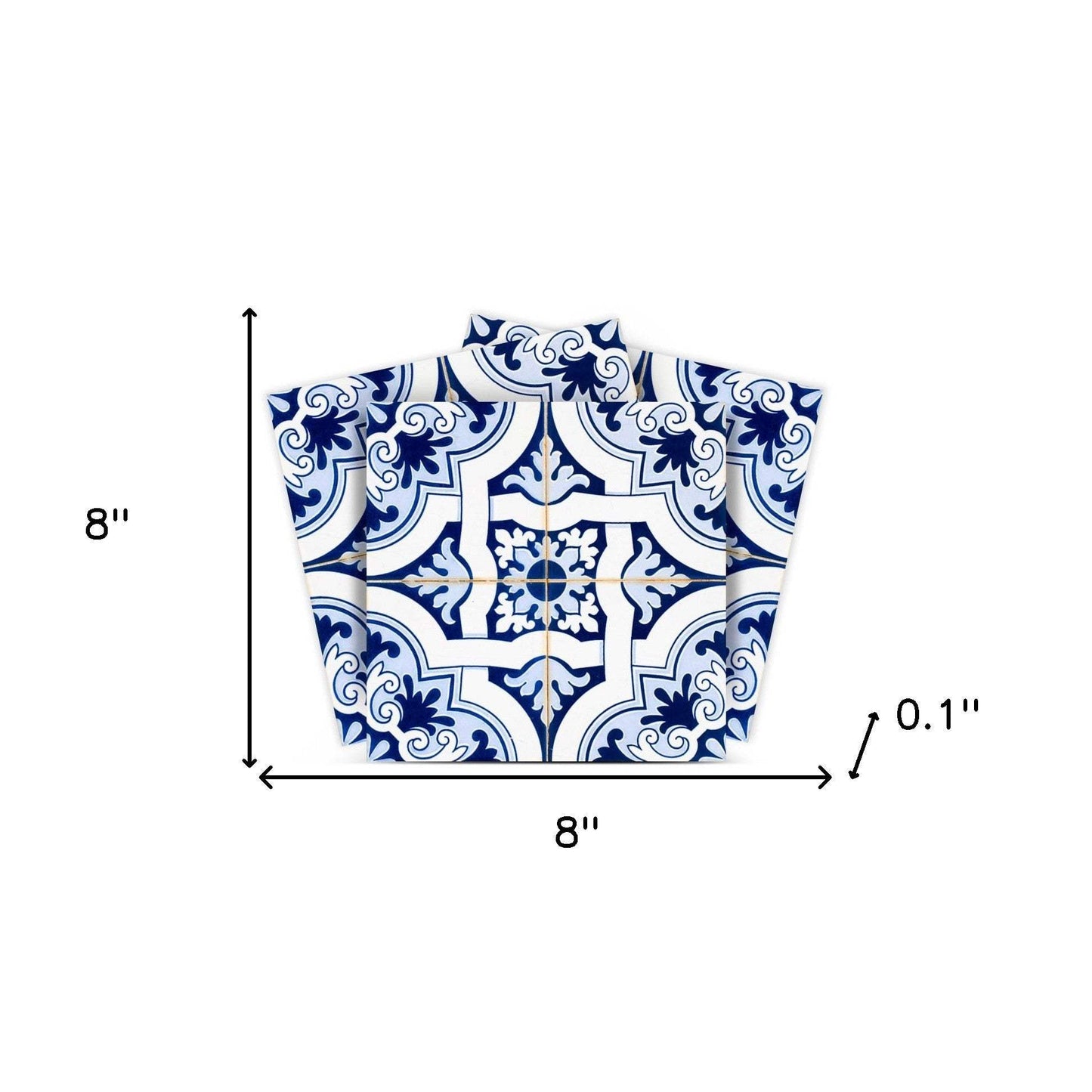 8" X 8" Blue Mia Gia Peel And Stick Removable Tiles - Homeroots - Flyclothing LLC
