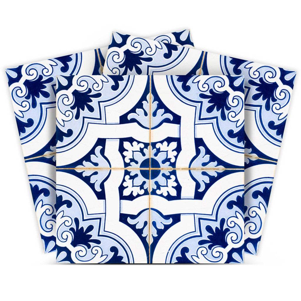 8" X 8" Blue Mia Gia Peel And Stick Removable Tiles - Homeroots - Flyclothing LLC