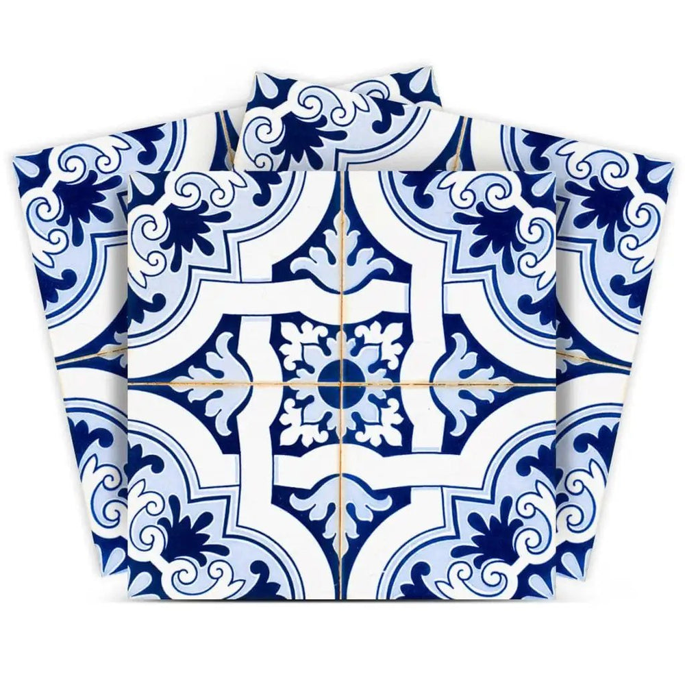 8" X 8" Blue Mia Gia Peel And Stick Removable Tiles - Homeroots