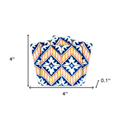 4" X 4" Blue Yellow Zig Peel And Stick Tiles