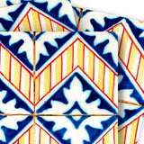 6" X 6" Blue Yellow Zig Peel and Stick Tiles - Homeroots - Flyclothing LLC