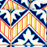 7" X 7" Blue Yellow Zig Peel and Stick Tiles - Homeroots