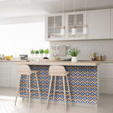 8" X 8" Blue Yellow Zig Peel and Stick Tiles - Homeroots - Flyclothing LLC