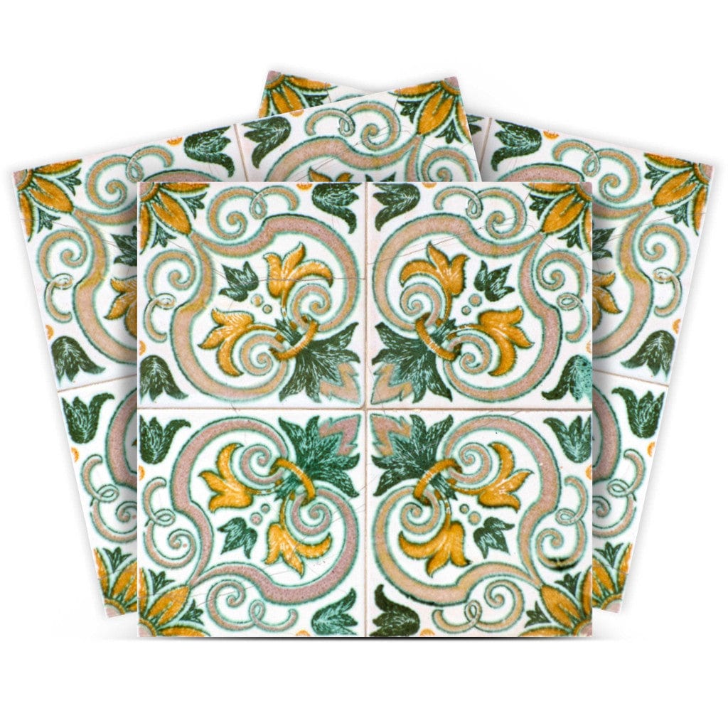 4" X 4" Green Yellow Melo Peel And Stick Tiles - Homeroots - Flyclothing LLC