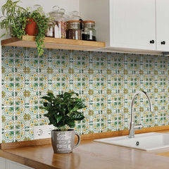 5" X 5" Green Yellow Melo Peel and Stick Tiles