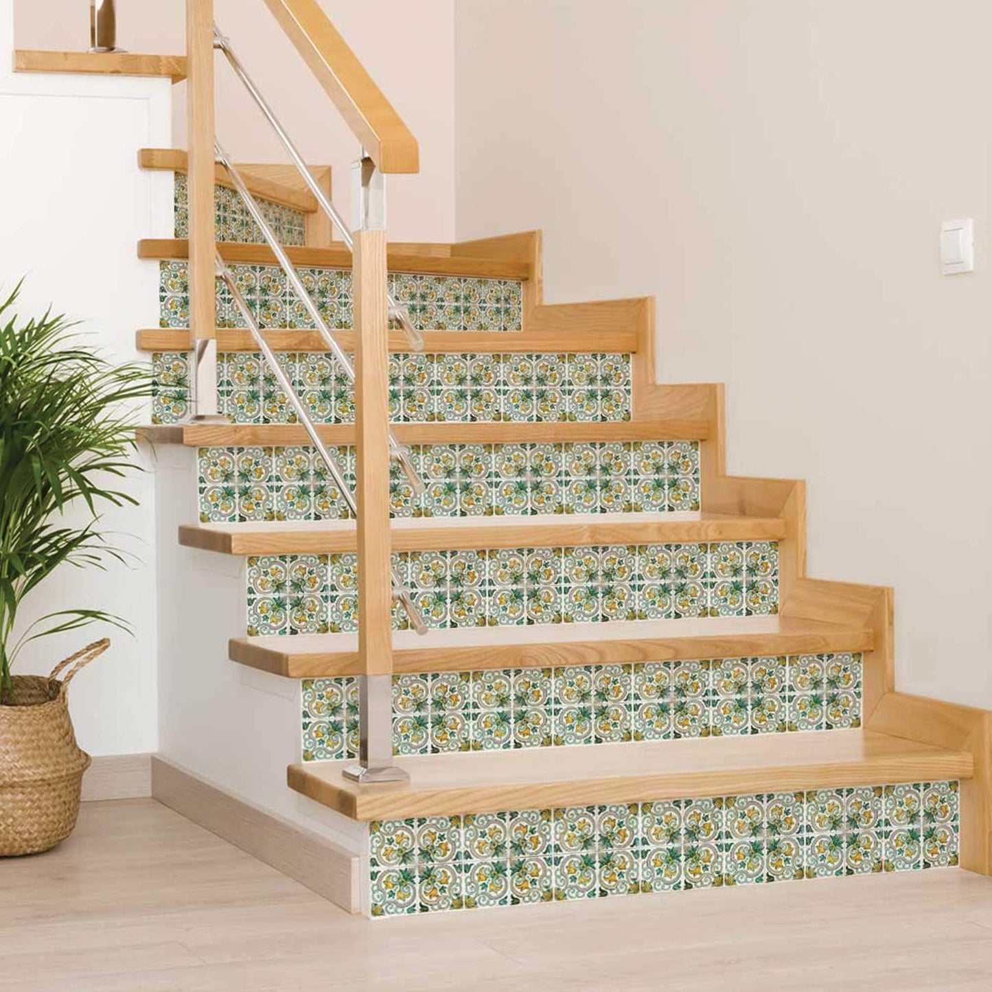 6" X 6" Green Yellow Melo Peel and Stick Tiles - Homeroots - Flyclothing LLC