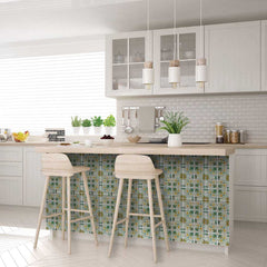 6" X 6" Green Yellow Melo Peel and Stick Tiles - Homeroots