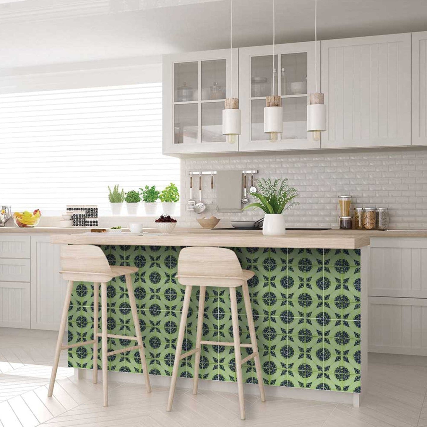7" X 7" Aegean Orb Removable Peel and Stick Tiles - Homeroots - Flyclothing LLC