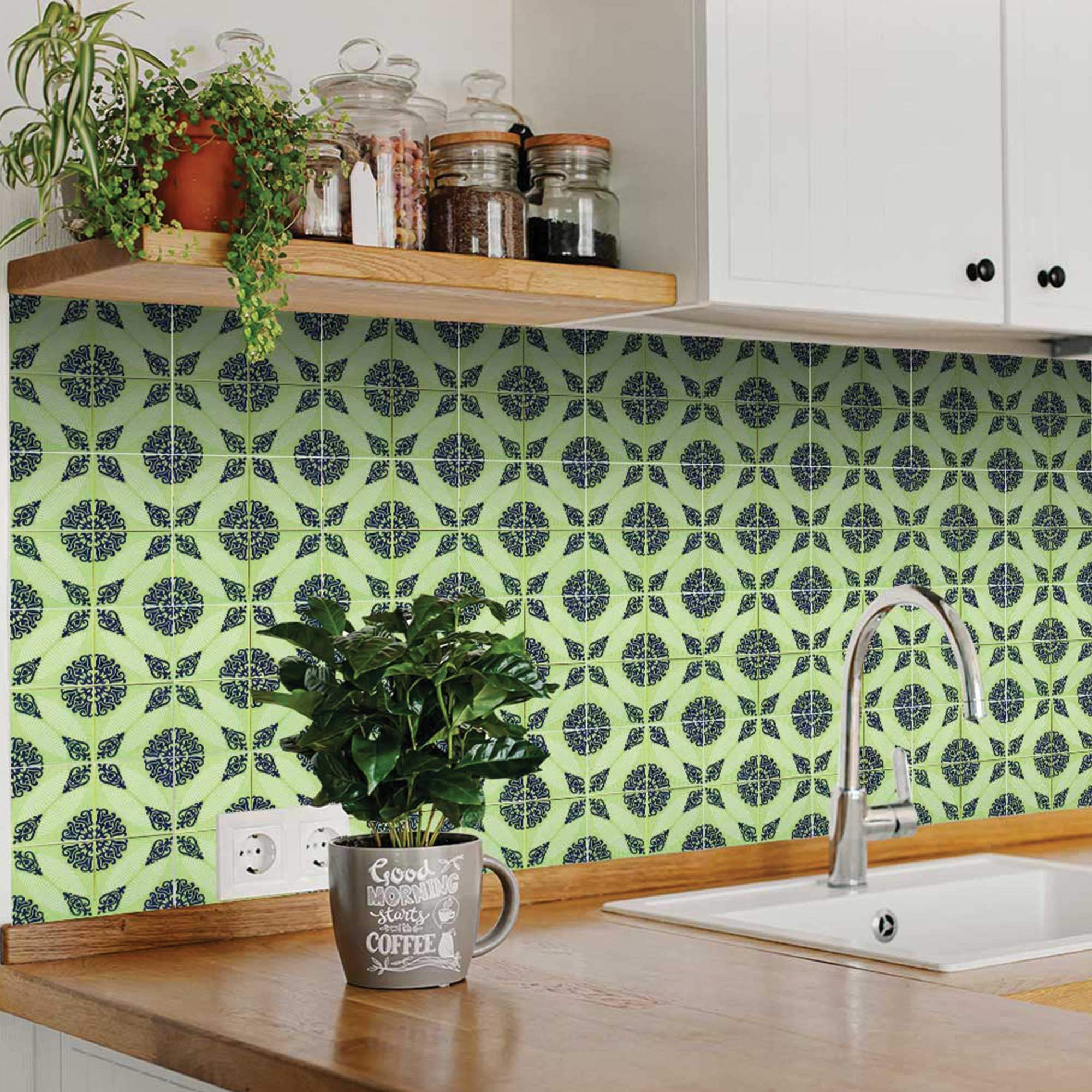 7" X 7" Aegean Orb Removable Peel and Stick Tiles - Homeroots - Flyclothing LLC