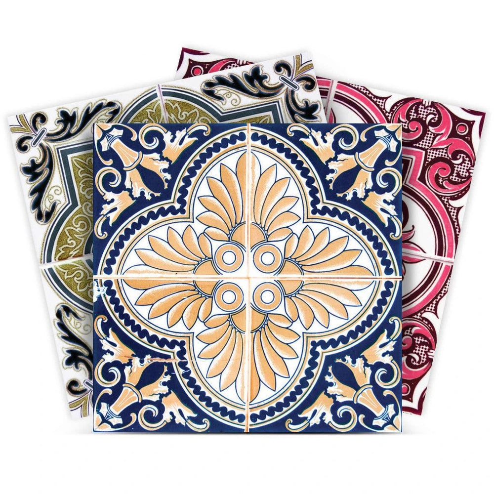 7" X 7" Vintage Multi Removable Peel and Stick Tiles - Homeroots