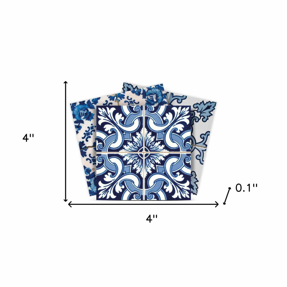 4" X 4" Blue Multi Mosaic Peel And Stick Tiles - Homeroots - Flyclothing LLC